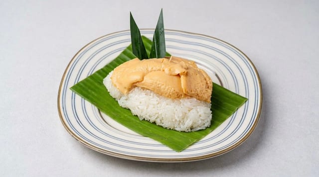 Egg custard With Sweet Sticky Rice.