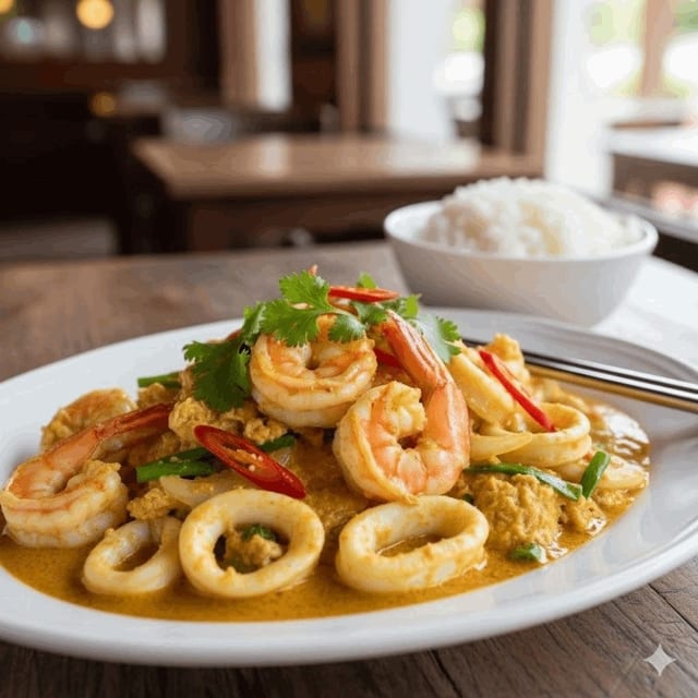 Jumbo Shrimp and Squid Curry.