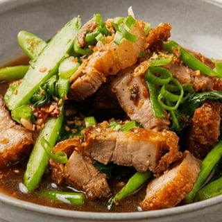 Crispy Pork Belly with Chinese Broccoli